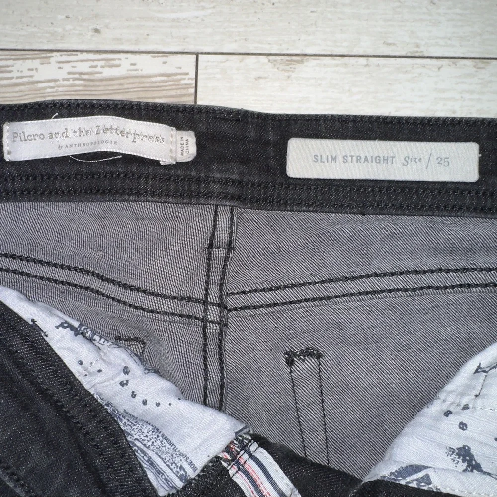 Pilcro & The Letterpress Slim Straight Jeans Black Gray Wash Women’s Size 25 - Picture 6 of 12